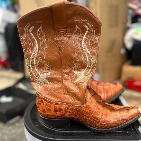 Mens Crocodile Cowboy Boots Worn - Picture 6 of 7